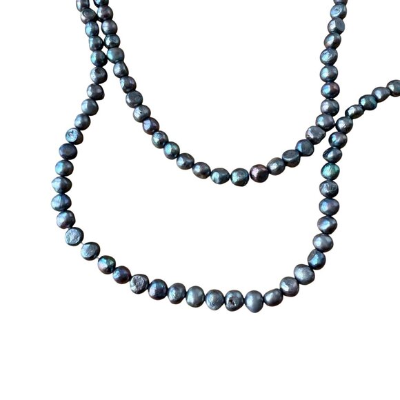 Gray Real Pearls Beaded Layered Double-Strand Necklace Evening Party/Cocktail - Picture 2 of 7